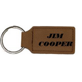 Key Chain - Dark Brown Rectangle, Leatherette